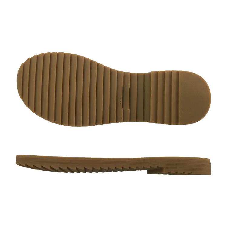 Current season natural rubber color sandal sole with jagged pattern