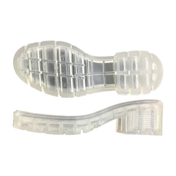 New design women transparent TPR soles with middle heel