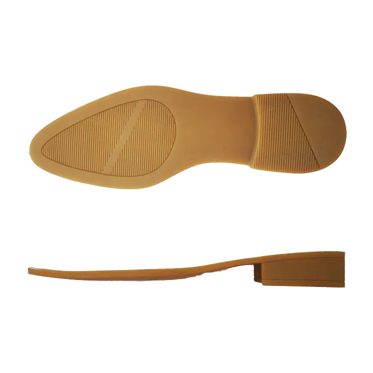 Classic designed natural color middle heeled pointed head rubber sole with leather welt