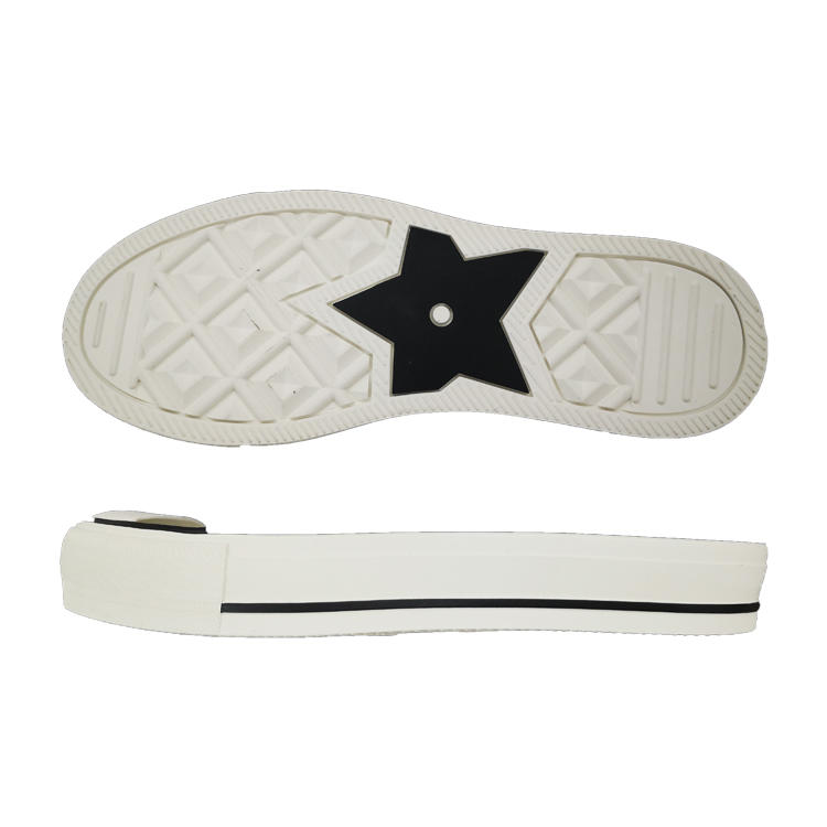 New arrival anti-smashing fashion leisure vulcanized rubber sole with five-pointed black star